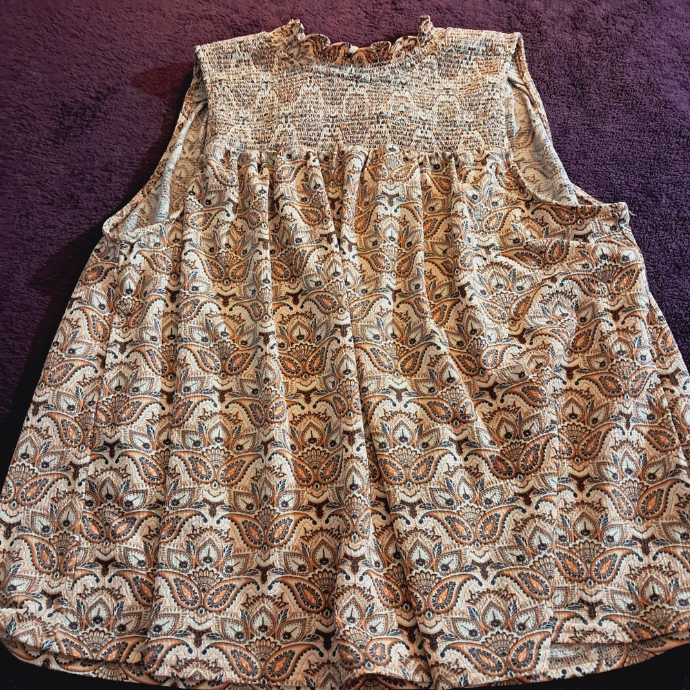 Melloday Ruffle Sleeveless Floral Blouse